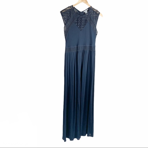 H&M Navy Crocheted Maxi Dress Medium - Picture 1 of 15